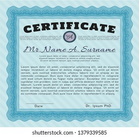 Light blue Certificate. Perfect design. With complex linear background. Customizable, Easy to edit and change colors. 