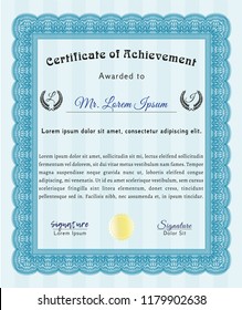 Light blue Certificate. With quality background. Beauty design. Customizable, Easy to edit and change colors. 