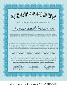 Light blue Certificate. With quality background. Excellent design. Customizable, Easy to edit and change colors. 