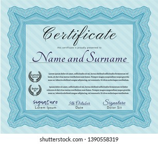 Light blue Certificate. With quality background. Customizable, Easy to edit and change colors. Good design. 