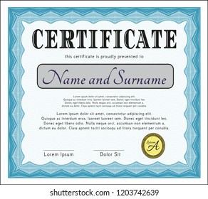 Light blue Certificate. Retro design. Customizable, Easy to edit and change colors. Printer friendly. 