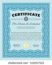 Light blue Certificate. Superior design. With complex linear background. Customizable, Easy to edit and change colors. 