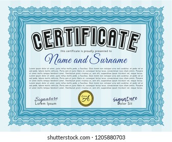 Light blue Certificate. Superior design. With quality background. Vector illustration. 