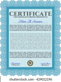 Light blue Certificate template. Customizable, Easy to edit and change colors. Nice design. Easy to print. 