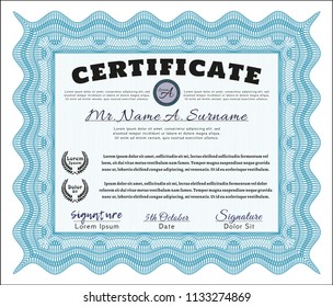 Light blue Certificate template or diploma template. Money Pattern design. Customizable, Easy to edit and change colors. Easy to print. 