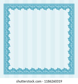 Light blue Certificate template or diploma template. Money Pattern. With background. Vector illustration. 