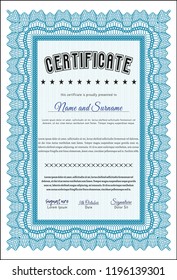 Light blue Certificate template or diploma template. Money style design. Customizable, Easy to edit and change colors. With quality background. 
