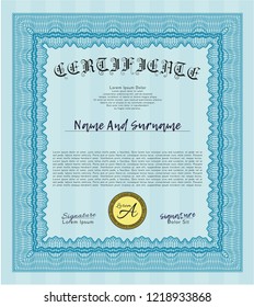Light blue Certificate template or diploma template. Money Pattern. Easy to print. Customizable, Easy to edit and change colors. 