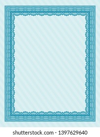 Light blue Certificate template or diploma template. Nice design. Customizable, Easy to edit and change colors. Printer friendly. 