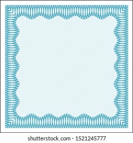 Light blue Certificate template or diploma template. Cordial design. Complex background. Vector illustration. 