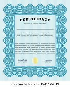 Light blue Certificate template or diploma template. Beauty design. Detailed. With quality background. 