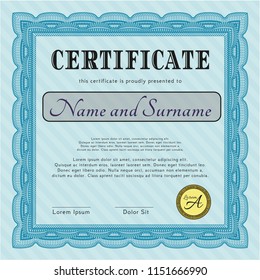  Light blue Certificate template. Easy to print. Beauty design. Customizable, Easy to edit and change colors. 