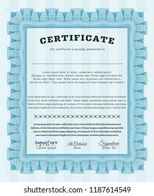 Light blue Certificate template. With linear background. Excellent design. Customizable, Easy to edit and change colors. 