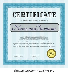 Light blue Certificate template. Modern design. With linear background. Customizable, Easy to edit and change colors. 