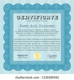 Light blue Certificate template. With quality background. Sophisticated design. Customizable, Easy to edit and change colors. 