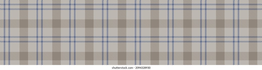 Light blue check plaid vector border. Seamless gingham swatch for decorative classic wallpaper background. 