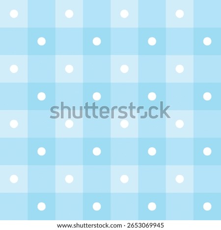 Light blue checkered background with white dots