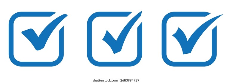 Marca de verificación azul claro sobre fondo blanco, ícono de validación plana para la Aprobación de formularios, Comentarios de interfaz de usuario y Estado de éxito. Ilustración vectorial.
