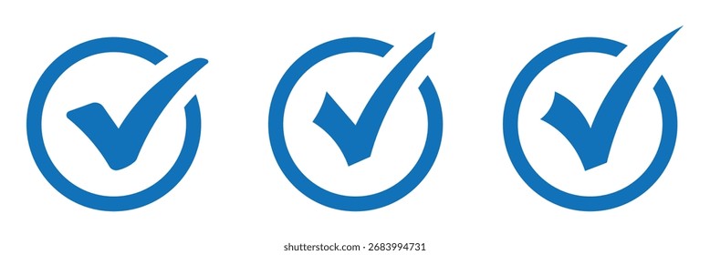 Marca de verificación azul claro sobre fondo blanco, ícono de validación plana para la Aprobación de formularios, Comentarios de interfaz de usuario y Estado de éxito. Ilustración vectorial.