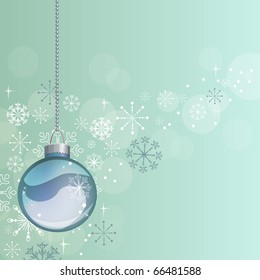 Light blue Christmas background with hanging ball