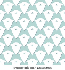 Light blue Christmas ornament with the image of a mustache and beard of Santa Claus. Festive background, New Year's backdrop for the site, print for cloth or wrapping paper, etc.