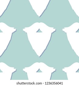 Light blue Christmas ornament with the image of a mustache and beard of Santa Claus. Festive background, New Year's backdrop for the site, print for cloth or wrapping paper, etc.