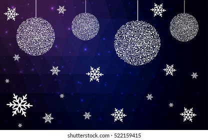 Light blue christmas postcard low polygon background. Vector illustration consisting of triangles. Abstract triangular polygonal origami or crystal design of New Year celebration.