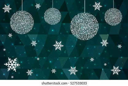 Light BLUE christmas postcard low polygon background. Vector illustration consisting of triangles. Abstract triangular polygonal origami or crystal design of New Year celebration.