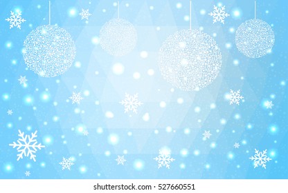 Light BLUE christmas postcard low polygon background. Vector illustration consisting of triangles. Abstract triangular polygonal origami or crystal design of New Year celebration.