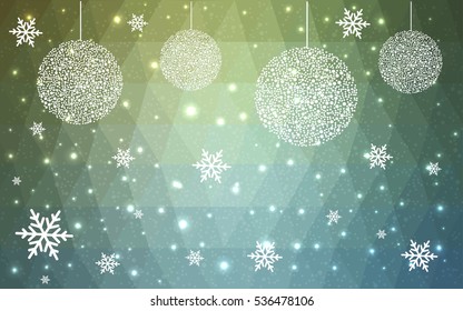 Light BLUE christmas postcard low polygon background. Vector illustration consisting of triangles. Abstract triangular polygonal origami or crystal design of New Year celebration.
