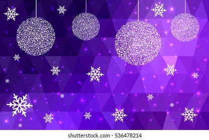Light BLUE christmas postcard low polygon background. Vector illustration consisting of triangles. Abstract triangular polygonal origami or crystal design of New Year celebration.