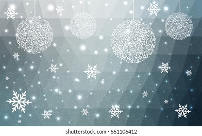 Light BLUE christmas postcard low polygon background. Vector illustration consisting of triangles. Abstract triangular polygonal origami or crystal design of New Year celebration.