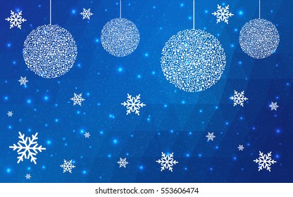 Light BLUE christmas postcard low polygon background. Vector illustration consisting of triangles. Abstract triangular polygonal origami or crystal design of New Year celebration.