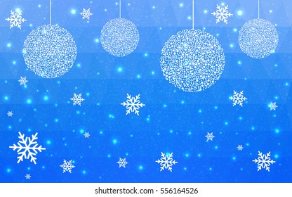 Light BLUE christmas postcard low polygon background. Vector illustration consisting of triangles. Abstract triangular polygonal origami or crystal design of New Year celebration.