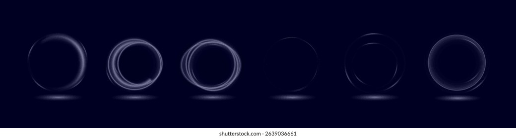 Light blue circles. Curve light effect of blue line. Luminous blue circle portal. Vector