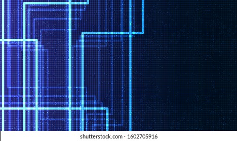 Light Blue Circuit Microchip on Technology Background,Hi-tech Digital and network Concept design,Vector illustration.