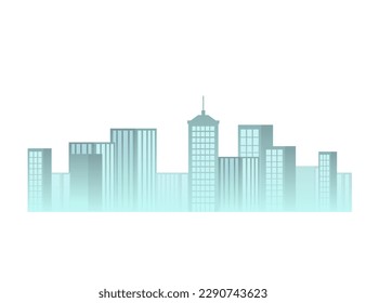 Light blue cityscape with skyscrapers vector illustration isolated on white background