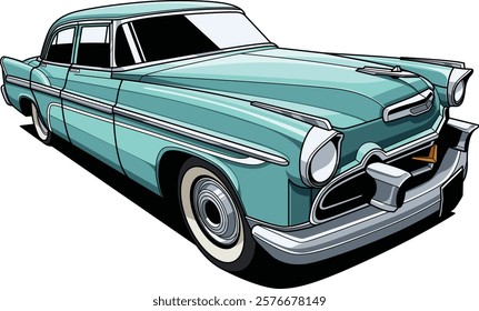 light blue classic car vector with very high image quality