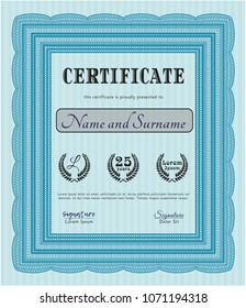  Light blue Classic Certificate template. Printer friendly. Vector illustration. Good design. 
