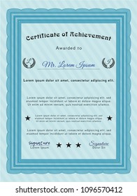  Light blue Classic Certificate template. Printer friendly. Money Pattern design. Detailed. 
