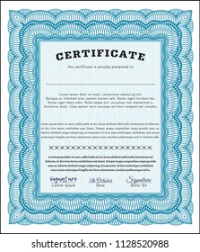 Light blue Classic Certificate template. Customizable, Easy to edit and change colors. With linear background. Sophisticated design. 