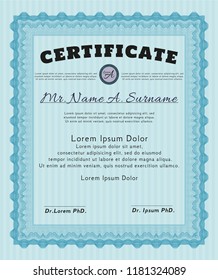 Light blue Classic Certificate template. Money Pattern. Customizable, Easy to edit and change colors. Easy to print. 
