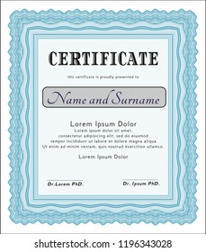 Light blue Classic Certificate template. Customizable, Easy to edit and change colors. With linear background. Excellent design. 