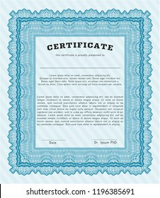 Light blue Classic Certificate template. Complex background. Money style design. Customizable, Easy to edit and change colors. 