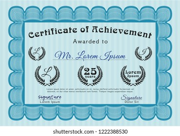 Light blue Classic Certificate template. Complex background. Good design. Customizable, Easy to edit and change colors. 