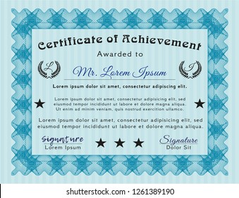 Light blue Classic Certificate template. Customizable, Easy to edit and change colors. Easy to print. Modern design. 