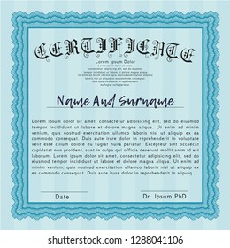 Light blue Classic Certificate template. Perfect design. Customizable, Easy to edit and change colors. With quality background. 