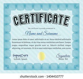 Light blue Classic Certificate template. Nice design. Customizable, Easy to edit and change colors. Easy to print. 