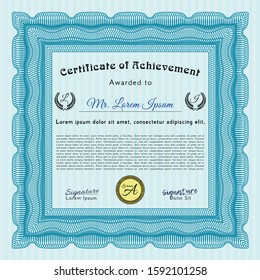 Light blue Classic Certificate template. Detailed. Easy to print. Nice design. 