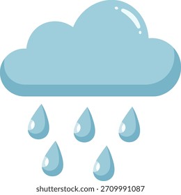 Hellblaue Wolke mit fallenden Wassertropfen Cartoon Stil Regenwetter